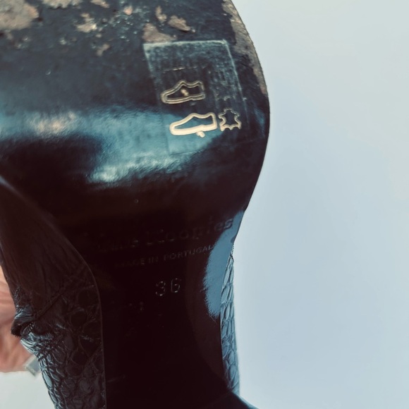 The Kooples ankle bootie WOMENS 5.5 black leather croc embossed georgette boot - Picture 4 of 14